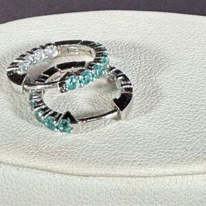 Blue Topaz Mini Hoops. 1/2”. New, unworn.